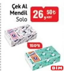 SOLO ÇEK AL MENDİL 150'Lİ fiyat ve kampanya bilgisi
